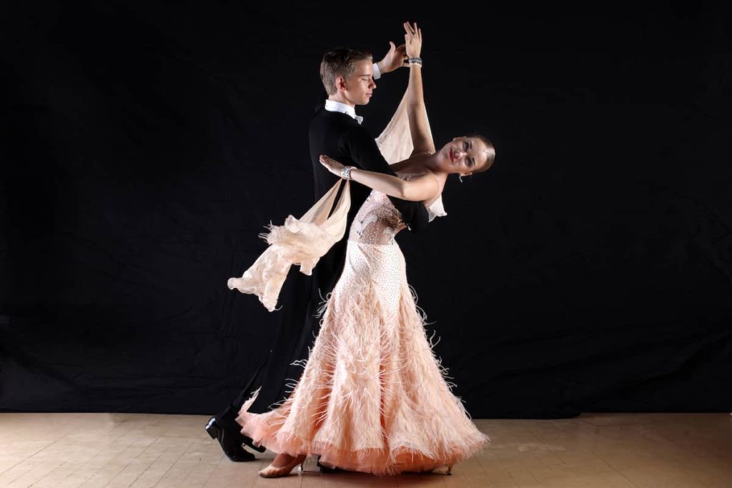 couple ballroom dance black background waltz foxtrot standard