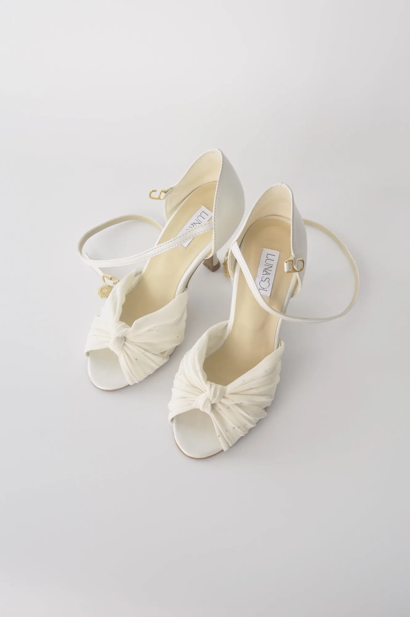 LunaSol Ivory Chiffon Latin dance shoes with crystals